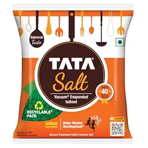 Tata Salt 1 Kg, Free Flowing and Iodised Namak, Vacuum Evaporated, Salt in Fresh